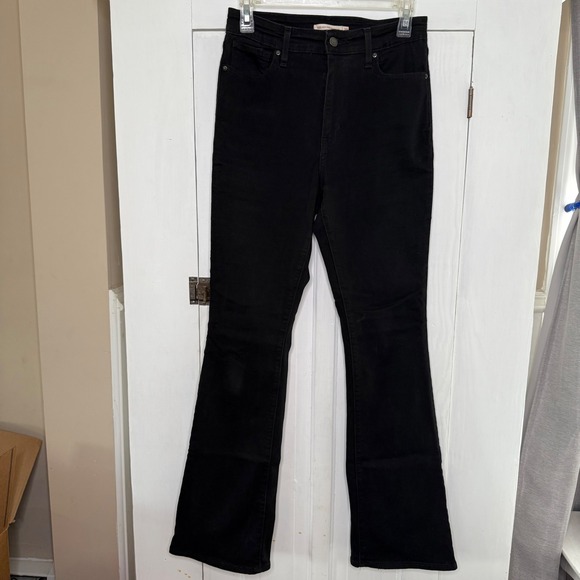 Levi's 725 High Rise Bootcut Jeans Women's Size 29 Black Denim Pants Cotton - Picture 1 of 7
